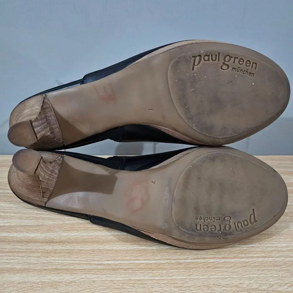 Paul Green Munchen Mule Heel Womens Shoe Black Leather Open Toe UK Size 7 - Picture 12 of 14